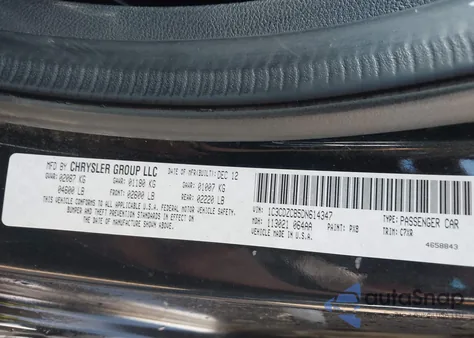 2013 Dodge Avenger Sxt из США, поврежденный, VIN 1C3CDZCB5DN614347